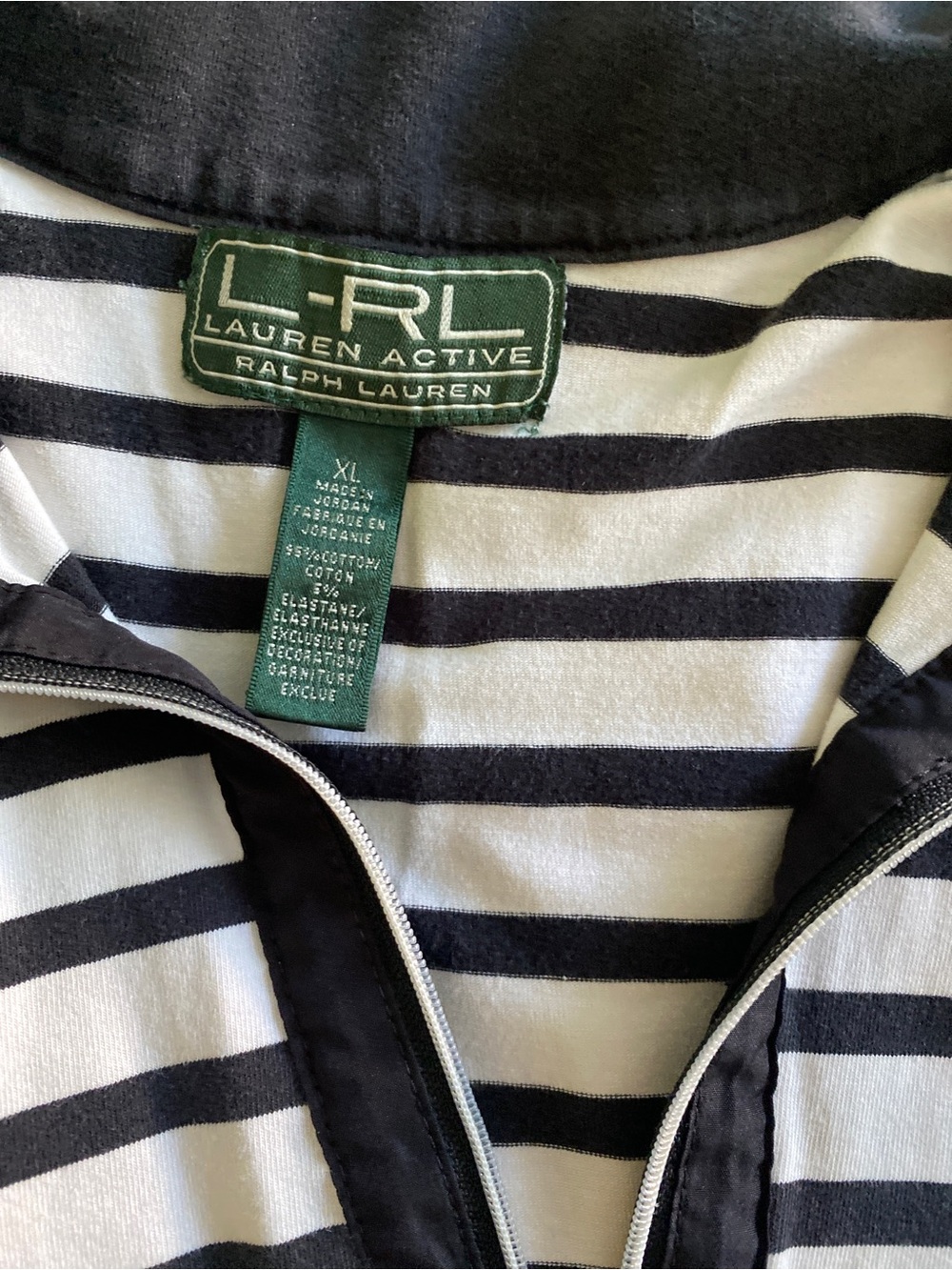 Ralph Lauren Black & White Striped Half-Zip Long Sleeve Top-XL - Picture 3 of 5